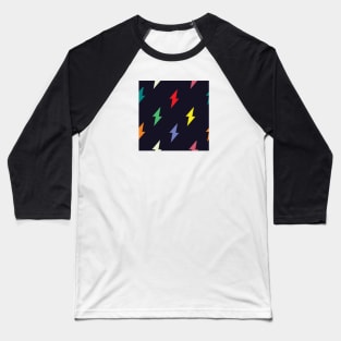 Colorful Lightning Bolt Pattern Baseball T-Shirt